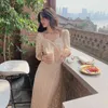 Fairy Vintage Dress Women Evening Party Elegant Midi Dress Kvinna Broderi Blommig Designer One-Piece Drees Korean Summer 210325