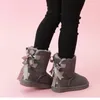 Kinder Schneestiefel Kinder Australien Bailey 2 Bows Boot Winter warmes Leder Kleinkinder Jungen Mädchen Botas De Nieve Schuhe Kleinkindschuhe