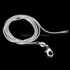 Kedjor Halsband Hängsmycken Smycken 1mm 925 Sterling Sier Smooth Snake Choker Halsband för Kvinnor Mode i BK 16 18 20 22 24 tum Drop Del