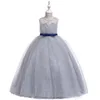 Słodki Srebrny Czerwony Koronki Klejnot Koszulki Dziewczyna Suknie Kwiat Girl Dresses Princess Party Dresses Child Spódnica Custom Made 2-14