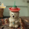 500Ml- 600ML Starbucks Bear Mugs with Straw Latin American Style Cute Shaped Glass Cold Drink Cup316L