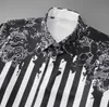 ブランドの落書きストライププリントシャツ男性男性服のフルスリーブスリムカジュアルシャツ反り返りの綿のカミサス