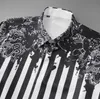 Marque Graffiti Stripes Print Shirt HOMMES Vêtements masculins Manches longues Slim Chemises décontractées Anti-Rides Coton Camisas