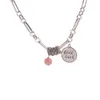 Benmingnian Peach Blossom Thai Silver Love Bear Bracelet Femme Ins Minority Design Bijoux en cristal de fraise naturelle