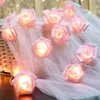 Strings 1m/2m/3M LED Garland Artificial Flower Bouquet String Lights Foam Rose Fairy voor Valentijnsdag trouwdecoratie