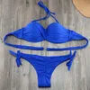 Bikini ruching bum s set pad push up plus storlek baddräkt kvinnor bandage baddräkt baddräkt simning för 210621