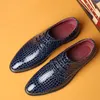 2021 Mens Crocodile Dress Leather Shoes Lace-Up Wedding Party Shoes Mens Business Office Oxfords Fashion Flats Men Big Size 48