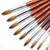Godkvalitet Nail Art Mink Brush Wood Handle Gel Build Manicure Teckningsverktyg Kolinsky Acrylic Set Brushes