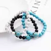 Zomer stijl zeeschildpad kralen armbanden voor vrouwen mannen klassieke 8mm blauwe natuursteen elastische vriendschap armband strand sieraden