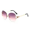 Luxury Designer Butterfly Solglasögon för Unisex Kvinnor Män Rimless Square Fashion Sun Glasses UV400 JC2538