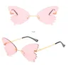 Lunettes de soleil œil de chat papillon irrégulières sans bords pour femmes, en alliage élégant, nuances surdimensionnées, vente en gros