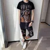 Character Print Men Tracksuits Summer Short Sleeve Tshirts Pants 2 Piece Set Casual Streetwear Sports Suit Plus Size M-5XL 210527