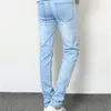 Mäns Denim Billiga Jeans Slim Fit Men Jeans Byxor Sträcka Ljusblå Byxor Högkvalitativ Casual Fashion Cow Boy Male X0621