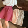 Shorts mulheres verão solto 3xl bordado sólido bf largamente joelho-length harajuku casual simples cintura elástica alta roupa solta 210625