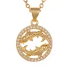 Collana con dodici segni zodiacali Catena d'oro Ciondolo moneta animale Pendenti Pesci Fascino Segno zodiacale Girocollo Collane astrologiche per donne Gioielli di moda Will e Sandy