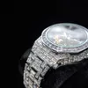 Hip Hop plein diamant glacé hommes montres haut de gamme de luxe en acier étanche homme montre hommes horloge Relogio Masculino2605