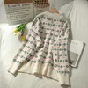 Korobov femmes chandails coréen automne Vintage à manches longues simple boutonnage Sueter Mujer Preppy Style court tricot Jacquard Cardigans 210430
