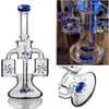 Double Recycler Dab Rigs Water Bongs Hookahs Shisha Propeller Unique Glass Windmill Perc Water Pipes With 14mm 9.5''