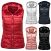 Women's Vests Women Waistcoat Winter Down Vest 2021 Ultralight Sleeveless Hooded Warm Jacket Casual Zipper Cotton Padded Coat D5