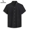 Shan Bao Yaz Yüksek Kaliteli Marka Gevşek Kısa Kollu Gömlek Klasik Tarzı Iş Rahat erkek Artı Boyutu Gömlek 5 Renkler 210531