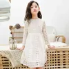 White Dresses For Girl Spring/Summer Wedding Party Lace Dress Kids Long Sleeve Clothing For Teen Girl 4 6 8 10 12 14 16 Years G1218