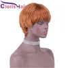 Блондинка прямые короткие человеческие волосы парик с челкой Pixie Cut # 30 Средний Оберн Бразильская девственница Великолепный Боб Парики Натуральная бахрома для черных женщин