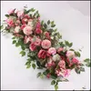 Wreaths Festive Party Home & Garden Decorative Flowers 100Cm Diy Wedding Flower Wall Arrangement Supplies Silk Peonies Rose Artificial Row D