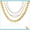 Цепочки подвески ювелирные украшения Европа и Америка Мода Многослойные ожерелья для женщин Жемчужной цепочки клавиля богемный золотой коак