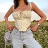 Floral Sexy Strap Corset Top Vrouwen Zomer Kleding Tdouble-Layer Fishbone Vintage Bow Mouwloze Borst Pad Y2K Dames Tanks Camis