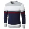 Men Brand Autumn Fashion Casual Striped Cotton Sweater Pullovers O-Neck Warm 100% Knit 's Sweaters Coat 210812
