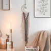 Lune étoile macramé tenture murale Boho chambre décor enfants filles décoration de la maison avec lumière LED cadeaux goutte 210609