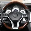 Convient pour Mercedes Benz GLK 220 260 300 350 Housse de poignée en acajou Housse de volant en cuir cousue à la main