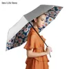 Beach Rain Women Sun UV Folding Umbrella Clear Double Layer Outdoor Parasols Titanium Silver Gift Ideas UPF50+