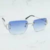 70% de réduction sur la boutique en ligne des lunettes de soleil surdimensionnées sans bord vintage de verre de soleil homme de concepteur de luxe pour femmes luxueuses Big Square Carter Sha332d