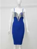 Women Sexy Fashion Blue Red Black White Rayon Bandage Dress Celebrity Chic Elegant Knee Length Party Vestido 210527