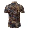 الرجال عارضة القمصان خمر الملابس للرجال هاواي مطبوعة الربط نمط الأزياء قميص التلبيب قصيرة الأكمام الذكور بلوزة L0401