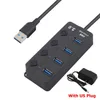 Professionell 4/7 port USB 3.0 -nav med kraftadapter Höghastighet Extern USB -splitter expander på/av -brytare för bärbar dator PC