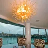 Gold Color Hand Blown Glass Ceiling Lights Luxury Dining Table Top Decoration LED Flush Mount Chandelier 28 or 40 Inches