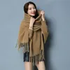 Jesień Kobiety Dzianiny Bat Rękaw Tassel Sweter Casual Kobiet Jumper Płaszcz Cape Poncho Szal Wrap Swing Cardigans 210427