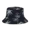 Canvas Fisherman Mössor Män och Kvinnor Tryckt Coconut Palm Dubbelsidig hink Hat Unisex Outdoor Travel Sun Visor Caps