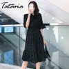 Tataria Kvinnor Casual Short Sleeve Dress Print Fashion Elegant Es High Waist Long T-shirt Beach 210514