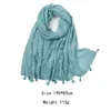 2022 Plain Silver Glitter Bomull Linen Tassel Scarf Scarves Wrinklim Muslim Hijab Kvinnor Scarves Long Shawl Wrap Headband 190 * 85cm