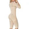 Women's Shapers Knee Length Shaping Bodysuit Sleeves High-Back Recovery Compression Garment Shapewear With Straps Fajas Colombianas