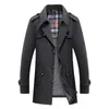 Vintermän Business Trench Coat Jacket 2021 Casual Windbreaker Long Man Thick Warm Fleece Overcoat Men's Coats