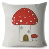 Cushion/Decorative Pillow Cartoon Colorful Mushroom Print Textile Cushion Cover Linen Sofa Home Decor