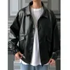 Spring Loose Soft Leather Jacket Single Breasted Men Casual Biker Large Size XXL 210923