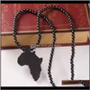 Pendant Necklaces Wooden Map Of Africa Wood Beads Beaded Chains For Women Men Hip Hop Jewelry Gift Gm6Dv Gatef