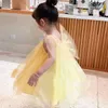 Vestidos da menina Big Wing Suspender Saia Infantil Euro-Americana Princesa Vestido Destacável Curva Adequado para crianças de um a dez anos de idade