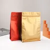 500 Pcs / Lot Couleur Mat Huit Côtés Scellé Fond Plat Foil Zipper Lock Pouch avec Fenêtre Côté Gousset En Plastique Café Sacs En Gros