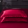 Taie d'oreiller en Satin de soie émulation, couleur unie, confortable, pour la maison, lit, hôtel, housse de coussin, 48x74cm, 2 pièces, D30